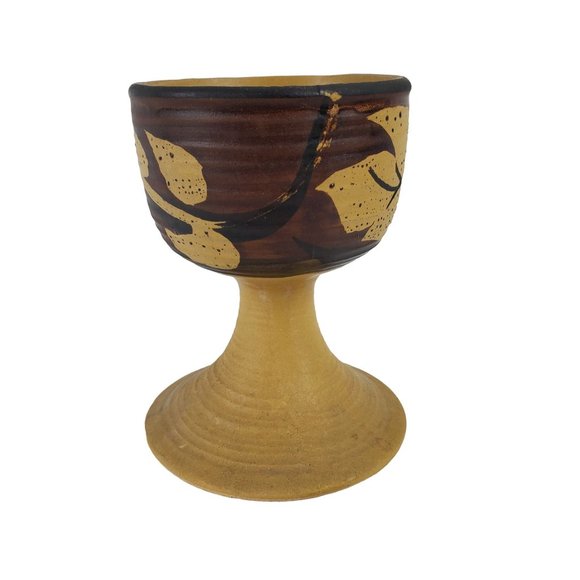 Bennett Welsh MCM Vintage Pacific Stoneware Pottery Goblet Cup 1972 Signed - Picture 2 of 7